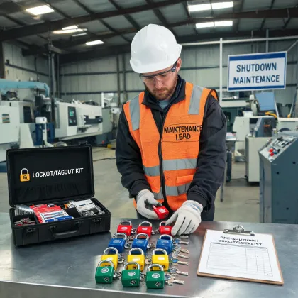 Maintenance lead preparing lockout kit